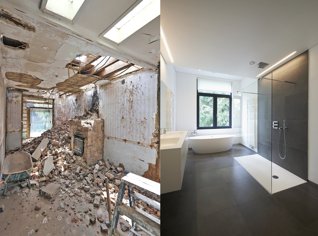 Before and after picture of a major bathroom remodeling project in Boynton Beach, FL